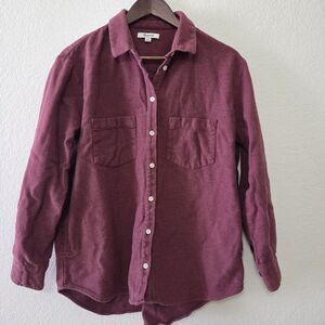 Madewell Flannel Sunday Shirt Light Burgundy Medium Oversized Buttonup